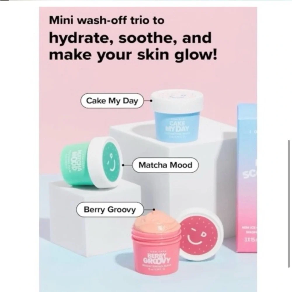 I Do Care 3 pc Mini Scoops Skincare Set -and the silicone applicator brush NIP - Picture 9 of 14